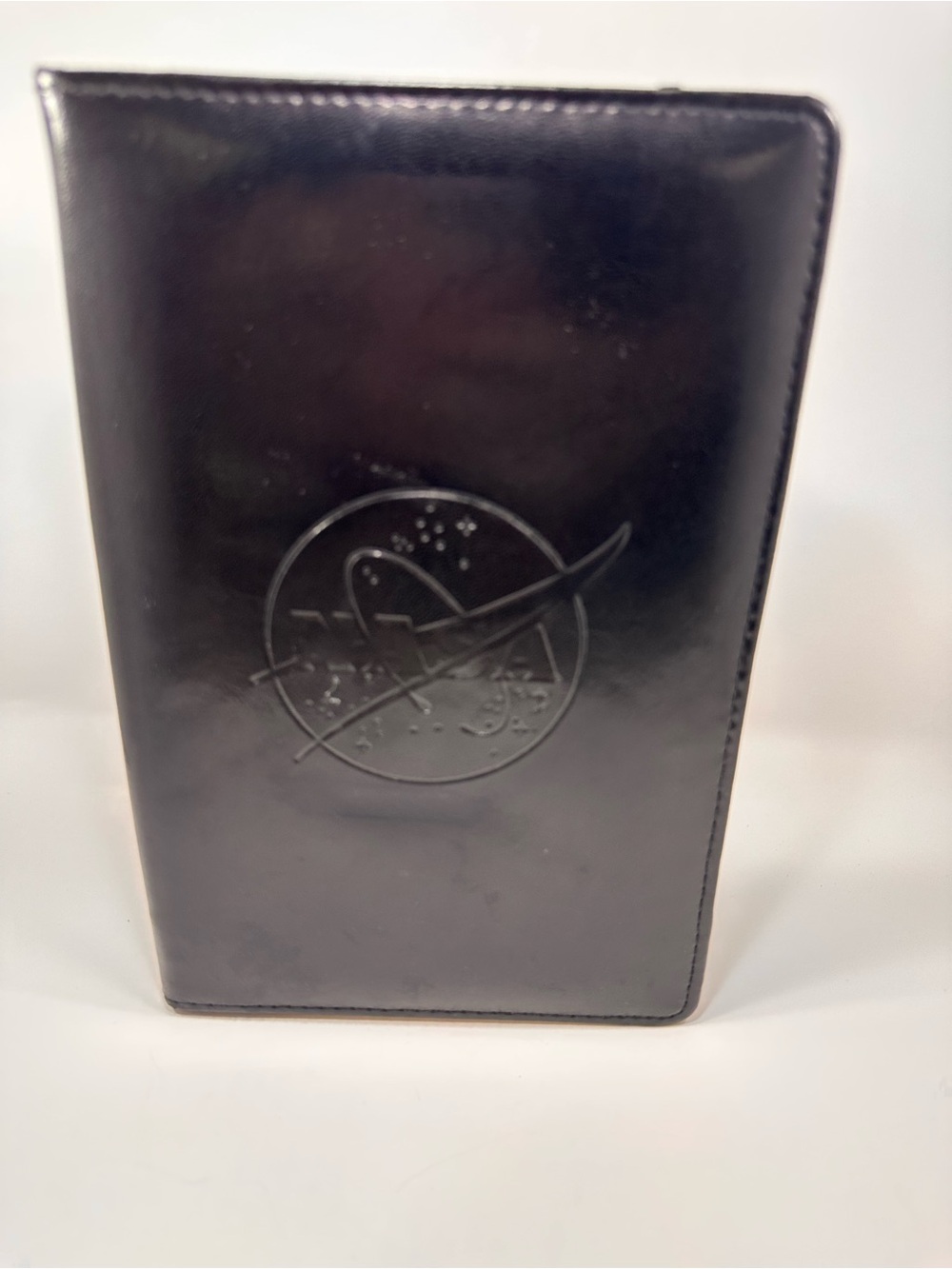 NASA Black Faux Leather Zip Travel Document Holder Organizer Passport Wallet